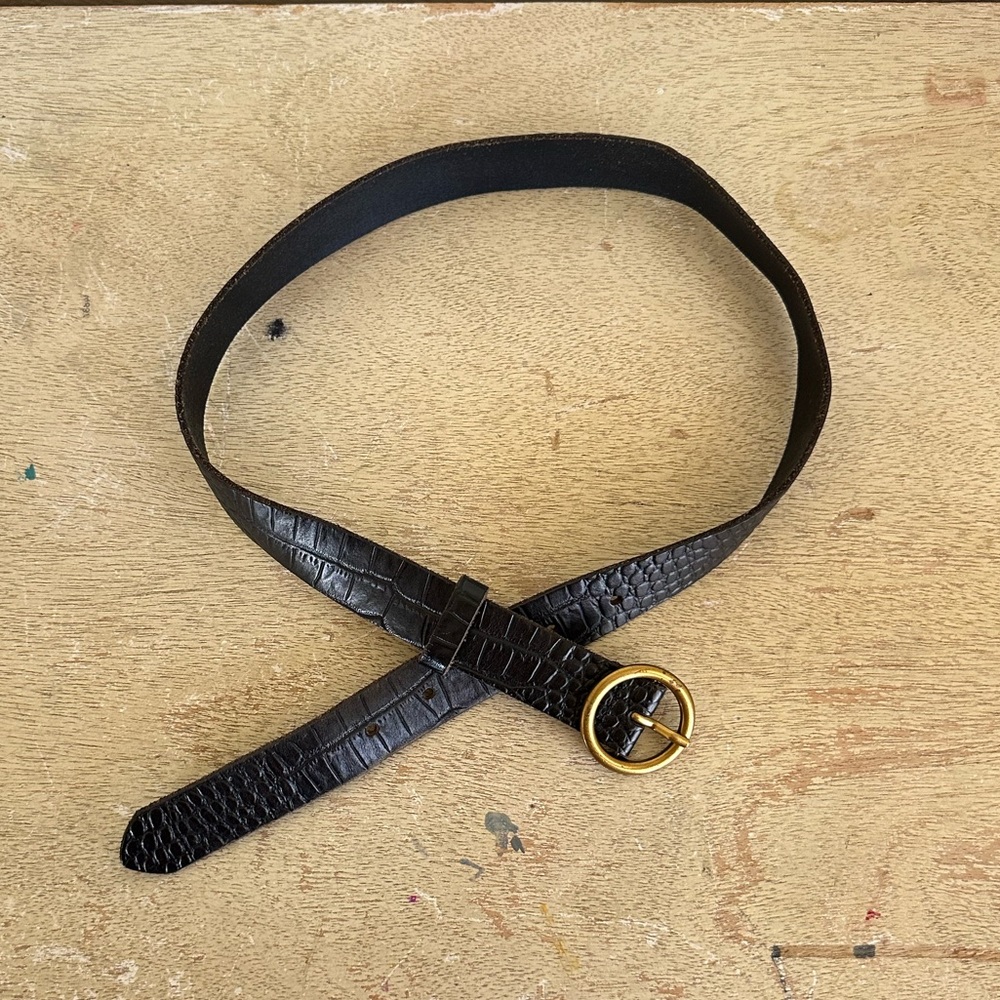 Urban Outfitters Black Croc Embossed Leather Belt